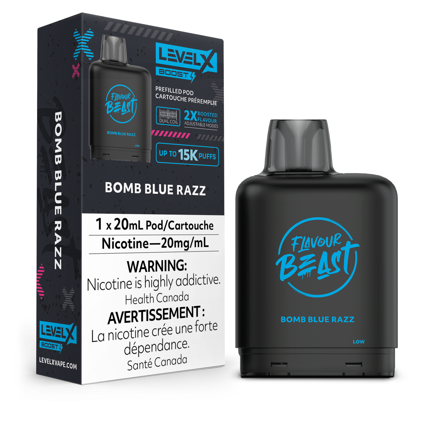 Bomb Blue Razz Flavour Beast Level X Boost Pod, Nicotine: 20mg