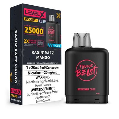 Ragin' Razz Mango Flavour Beast Level X Boost Pod
