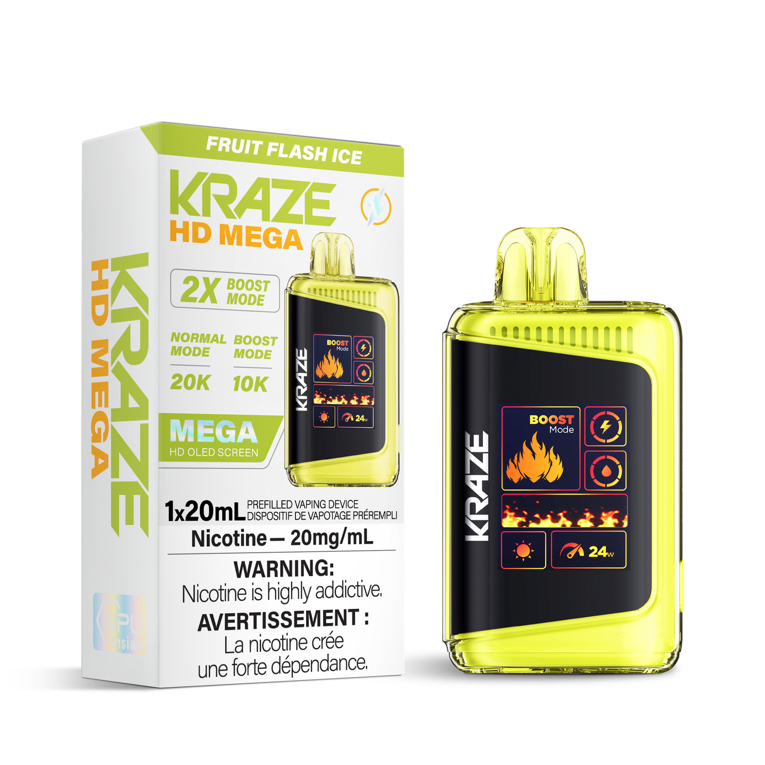 Fruit Flash Ice - Kraze HD Mega 20K Disposable, Nicotine: 20mg