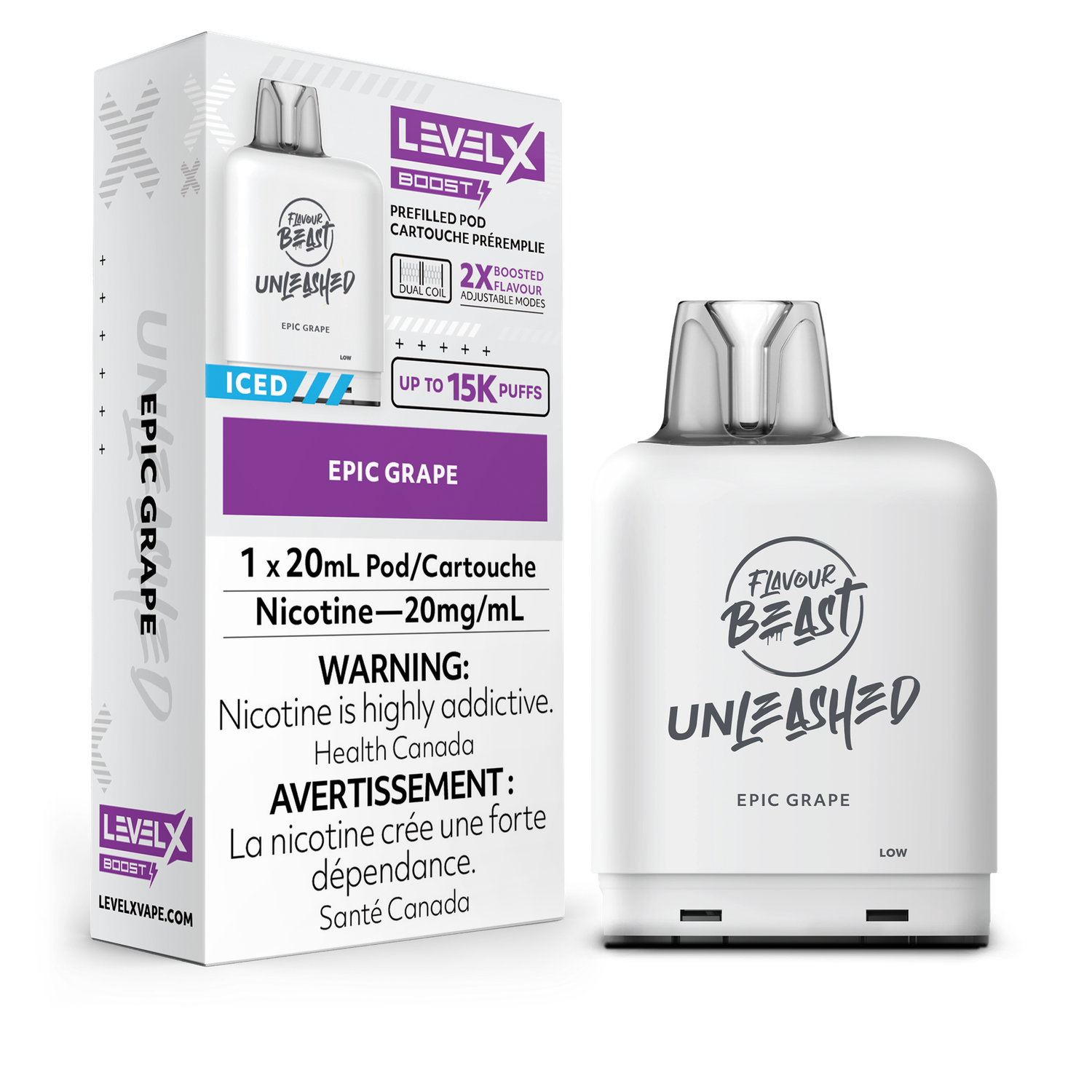 Epic Grape Flavour Beast Unleashed Level X Boost Pod, Nicotine: 20mg