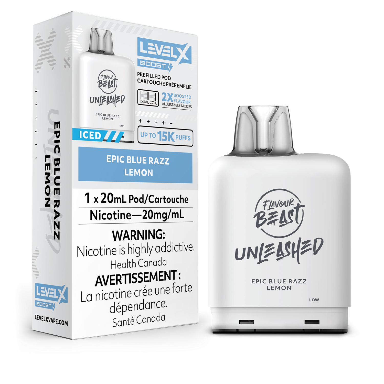 Epic Blue Razz Lemon Flavour Beast Unleashed Level X Boost Pod, Nicotine: 20mg (Discontinued)
