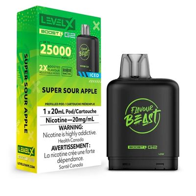 Super Sour Apple Iced Flavour Beast Level X Boost Pod
