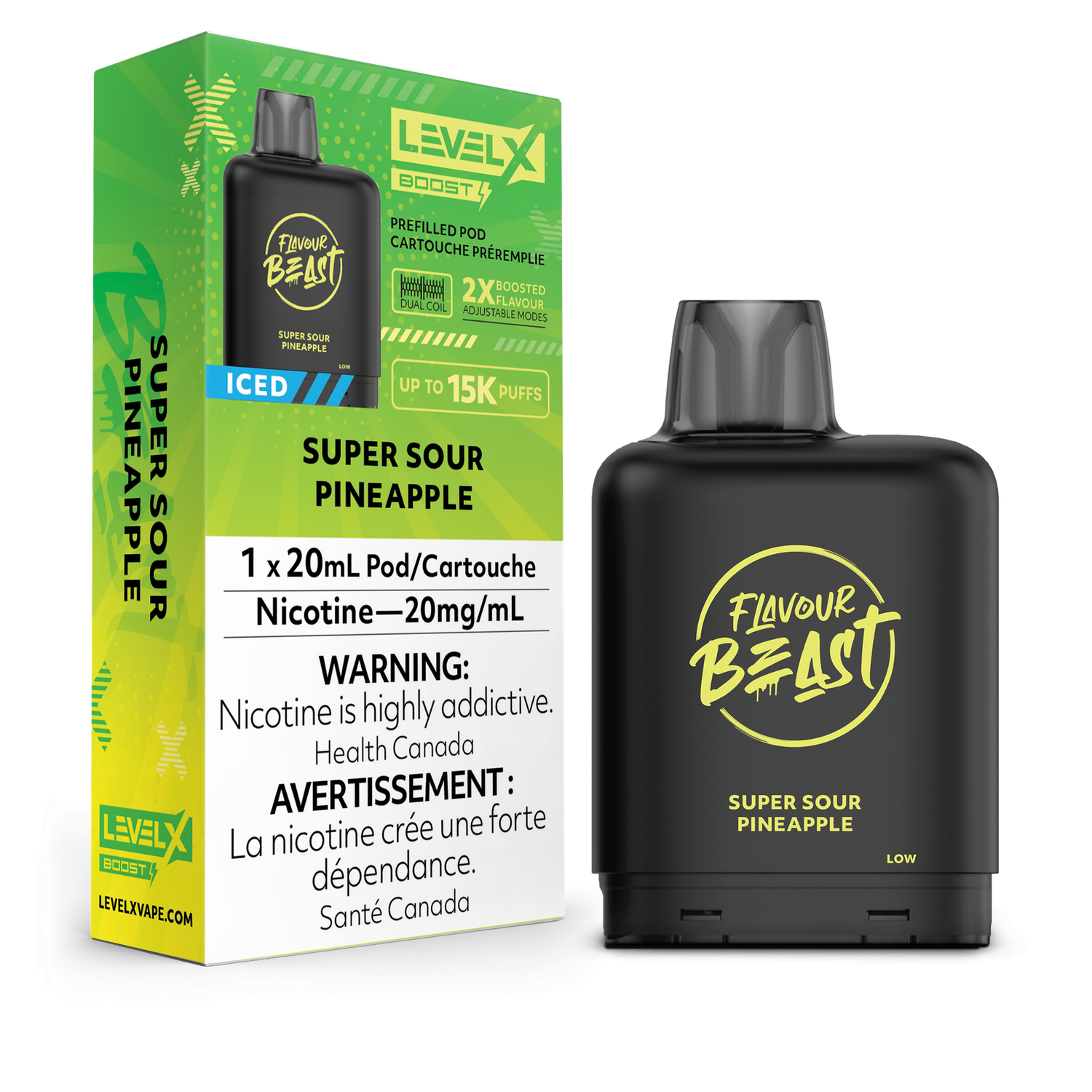 Super Sour Pineapple Iced Flavour Beast Level X Boost Pod, Nicotine: 20mg