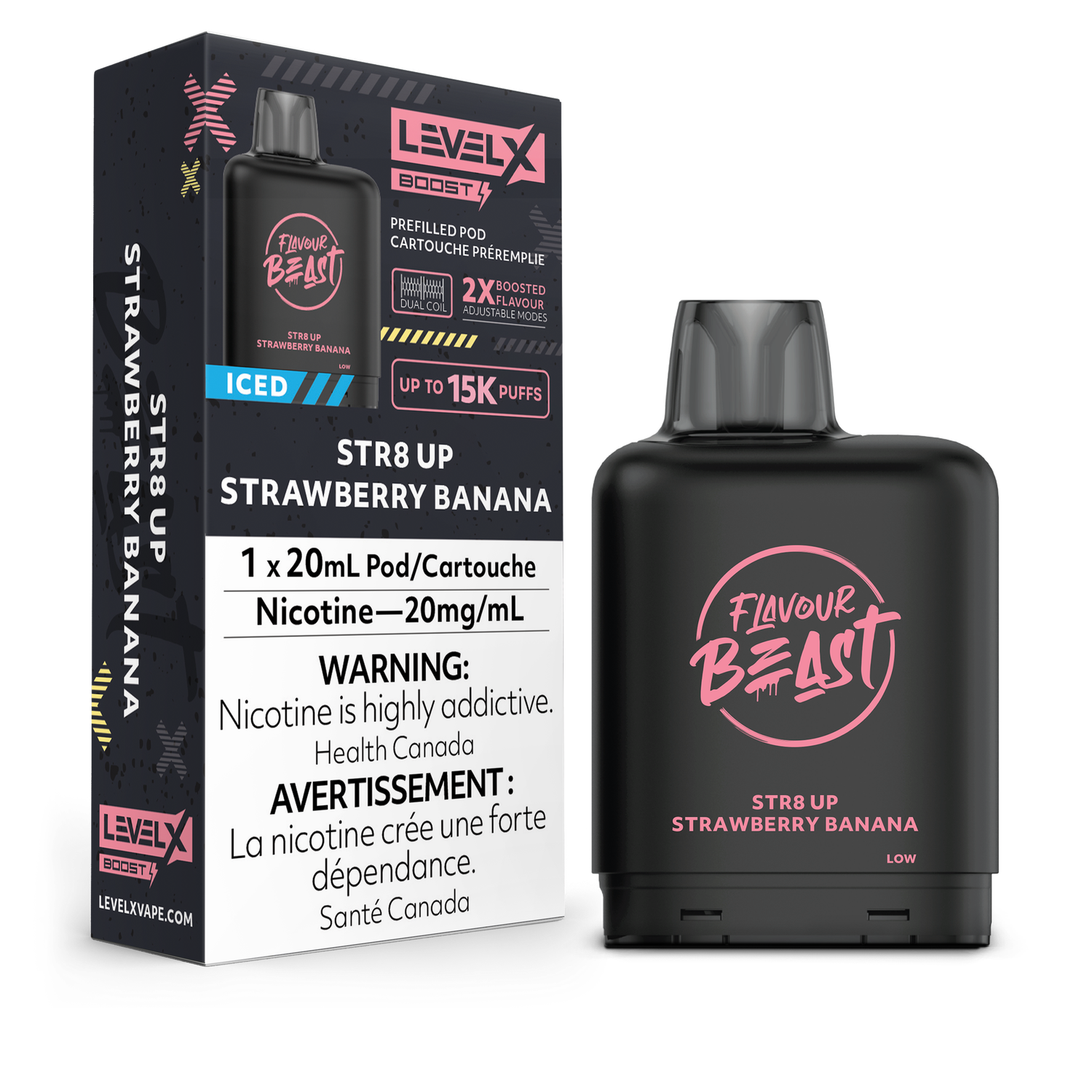 STR8 Up Strawberry Banana Iced Flavour Beast Level X Boost Pod, Nicotine: 20mg