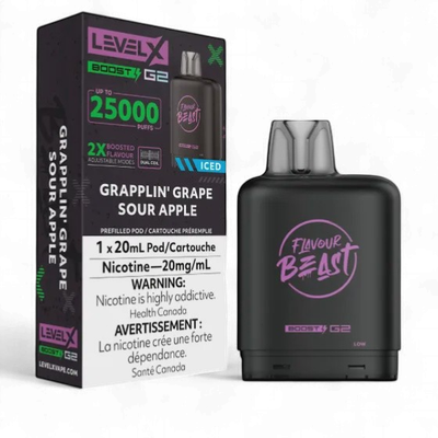 Grapplin' Grape Sour Apple Iced Flavour Beast Level X Boost Pod