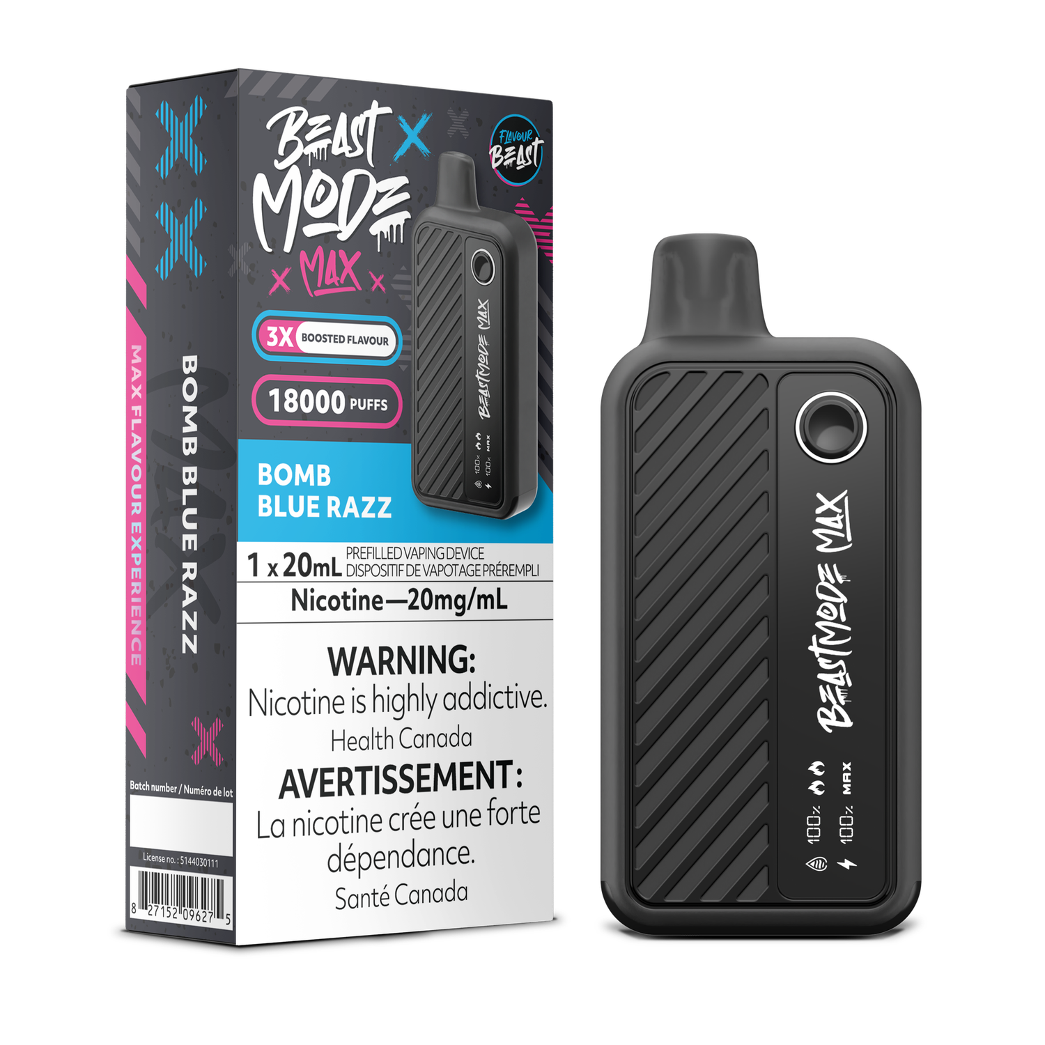Bomb Blue Razz - Flavour Beast Beast Mode Max Disposable, Nicotine: 20mg