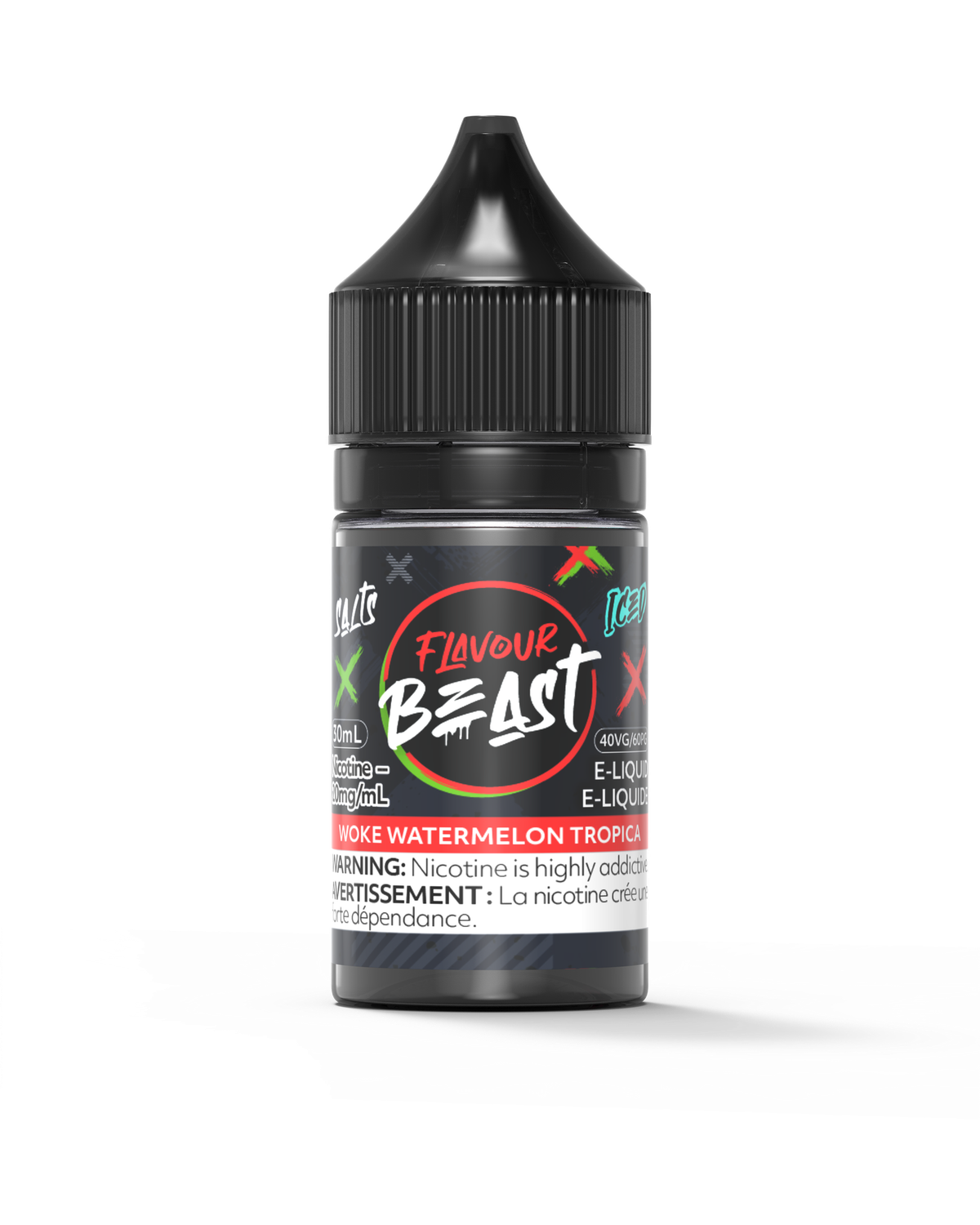 Woke Watermelon Tropica Iced by Flavour Beast Salt, Nicotine: 20mg, Size: 30ml