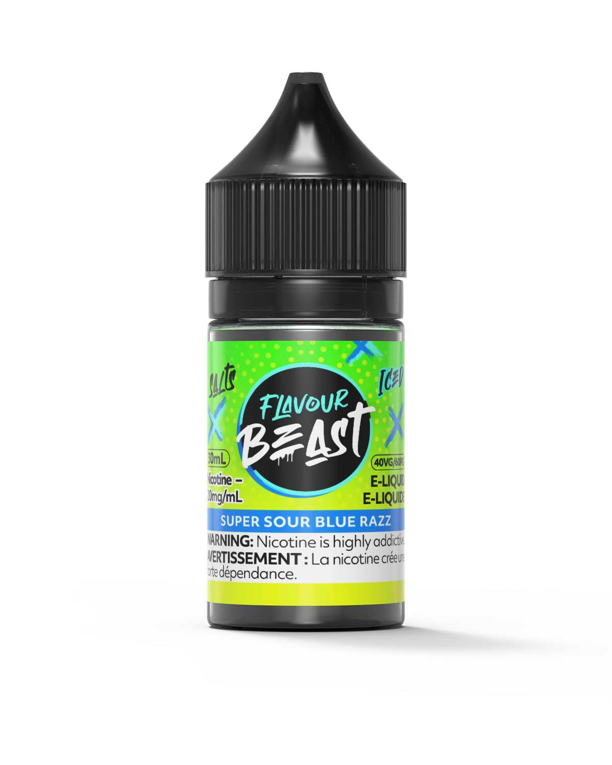 Super Sour Blue Razz Iced by Flavour Beast Salt, Nicotine: 20mg, Size: 30ml