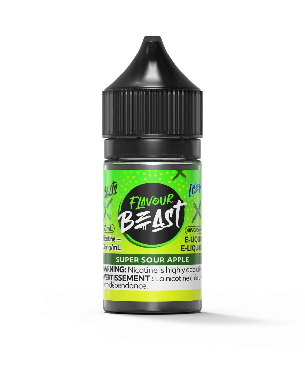 Super Sour Apple Iced by Flavour Beast Salt, Nicotine: 20mg, Size: 30ml