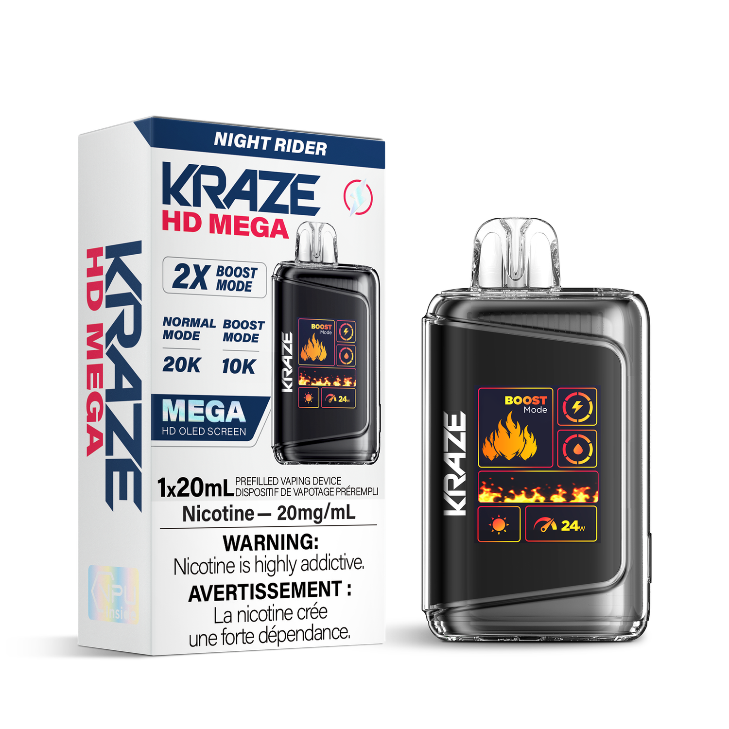 Night Rider - Kraze HD Mega 20K Disposable, Nicotine: 20mg