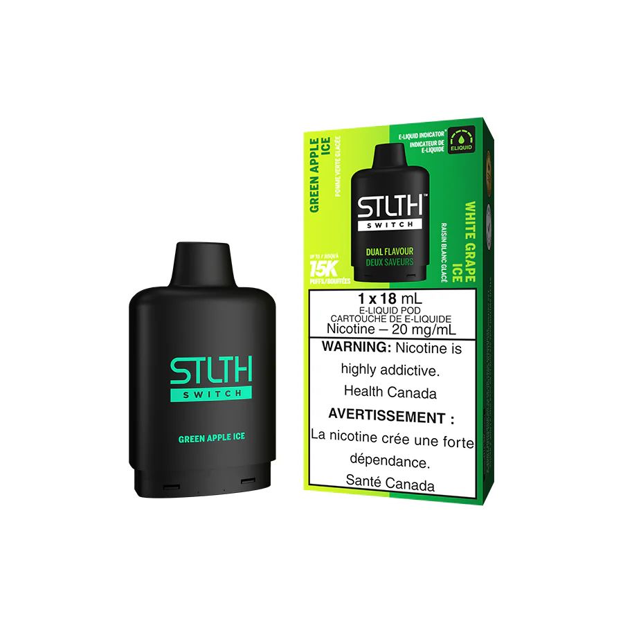 Green Apple Ice and White Grape Ice STLTH Switch Pod, Nicotine: 20mg