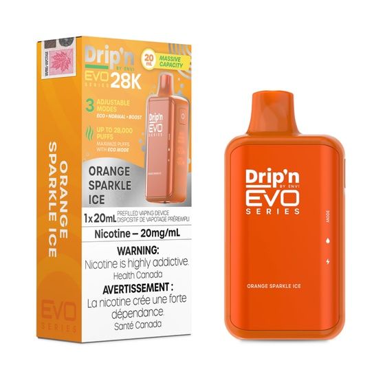Orange Sparkle Ice - Drip'n by Envi Evo Series 28K Disposable, Nicotine: 20mg