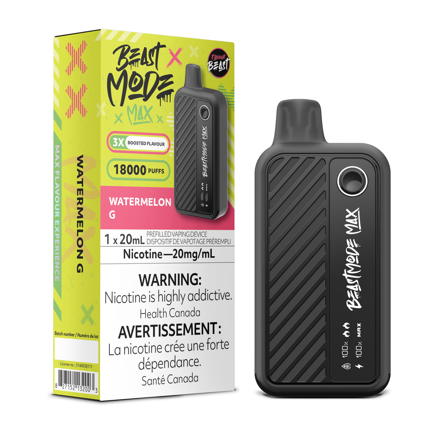 Watermelon G - Flavour Beast Beast Mode Max, Nicotine: 20mg (Discontinued)