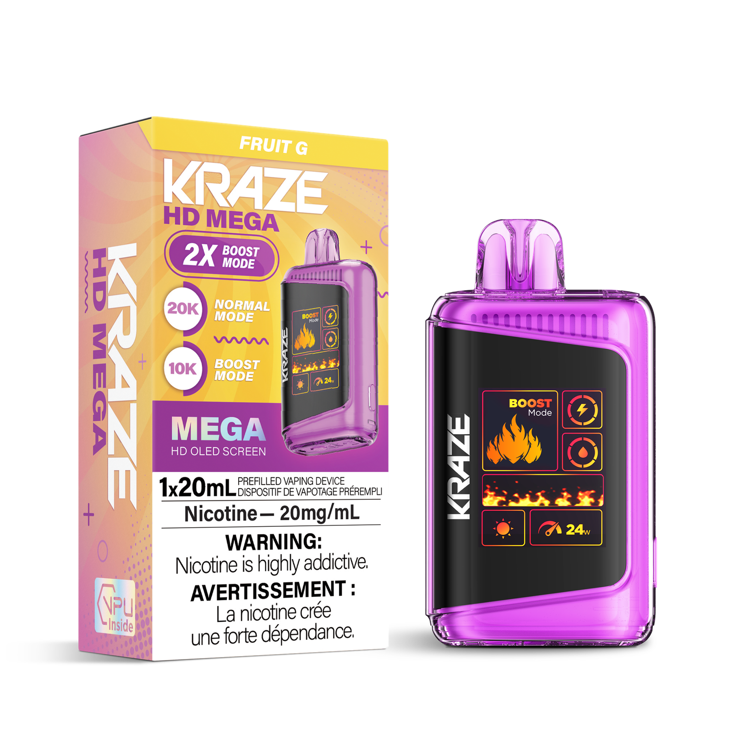 Fruit G - Kraze HD Mega 20K Disposable, Nicotine: 20mg (Discontinued)