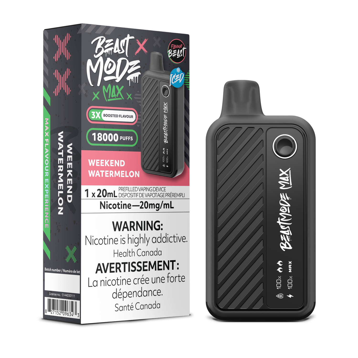 Weekend Watermelon - Flavour Beast Beast Mode Max Disposable, Nicotine: 20mg (Discontinued)