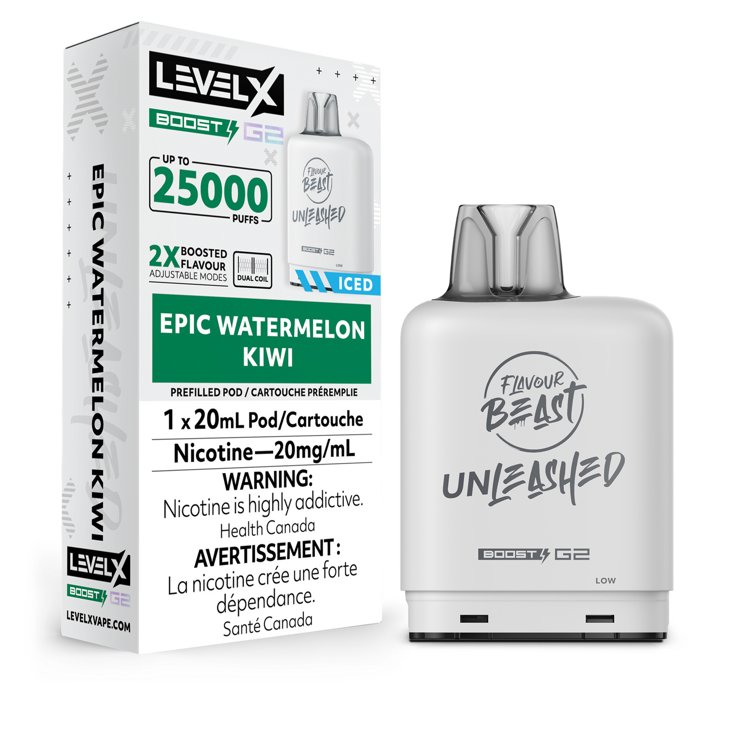 Epic Watermelon Kiwi Flavour Beast Unleashed Level X Boost Pod, Nicotine: 20mg (Discontinued)