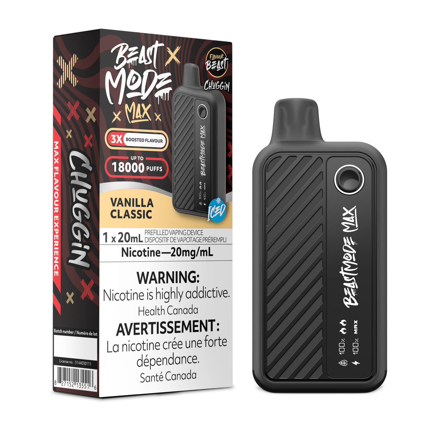 Chuggin' Vanilla Classic - Flavour Beast Beast Mode Max Disposable, Nicotine: 20mg