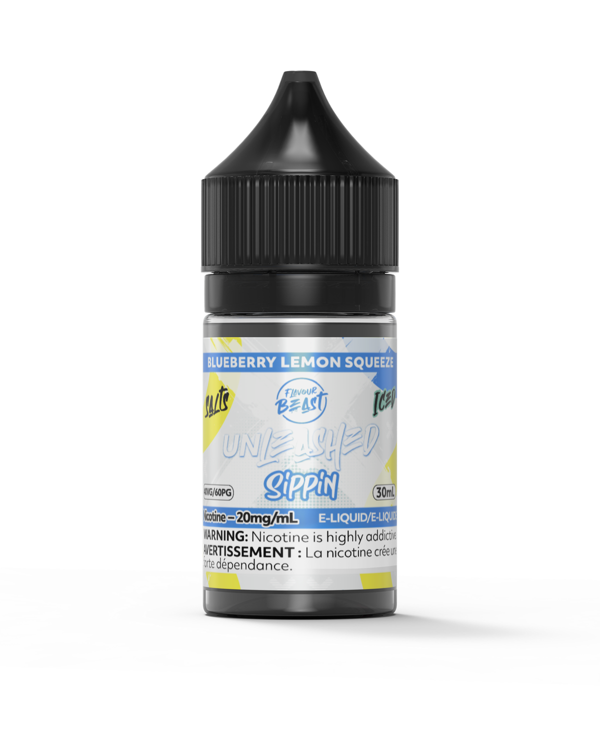 Sippin' Blueberry Lemon Squeeze Iced by Flavour Beast Unleashed Salt, Nicotine: 20mg, Size: 30ml
