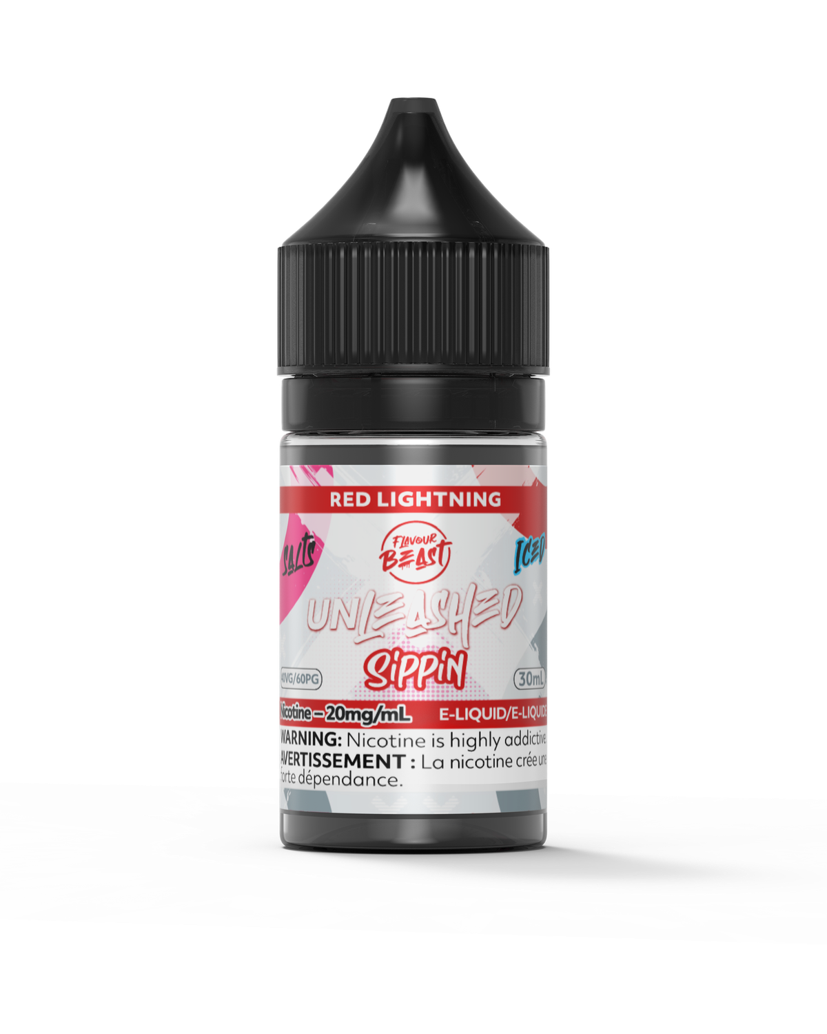Sippin' Red Lightning Iced by Flavour Beast Unleashed Salt, Nicotine: 20mg, Size: 30ml