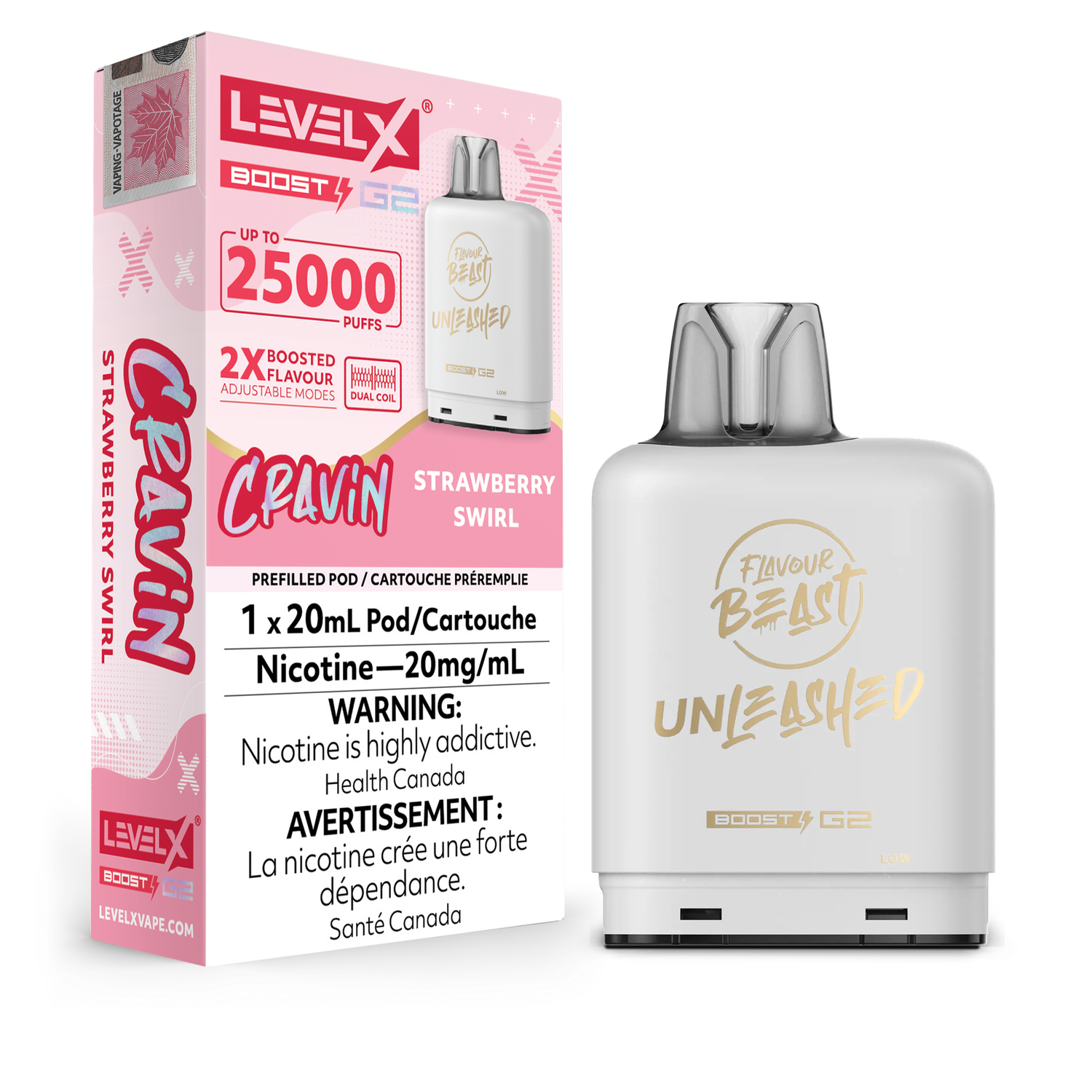 Cravin' Strawberry Swirl Flavour Beast Unleashed Level X Boost Pod, Nicotine: 20mg (Discontinued)
