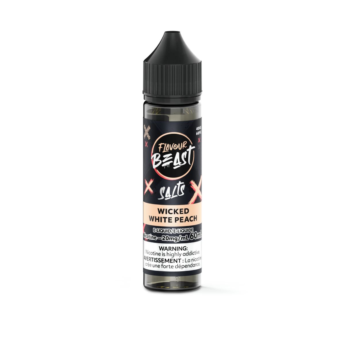 Wicked White Peach - Flavour Beast Salt, Nicotine: 20mg, Size: 60ml