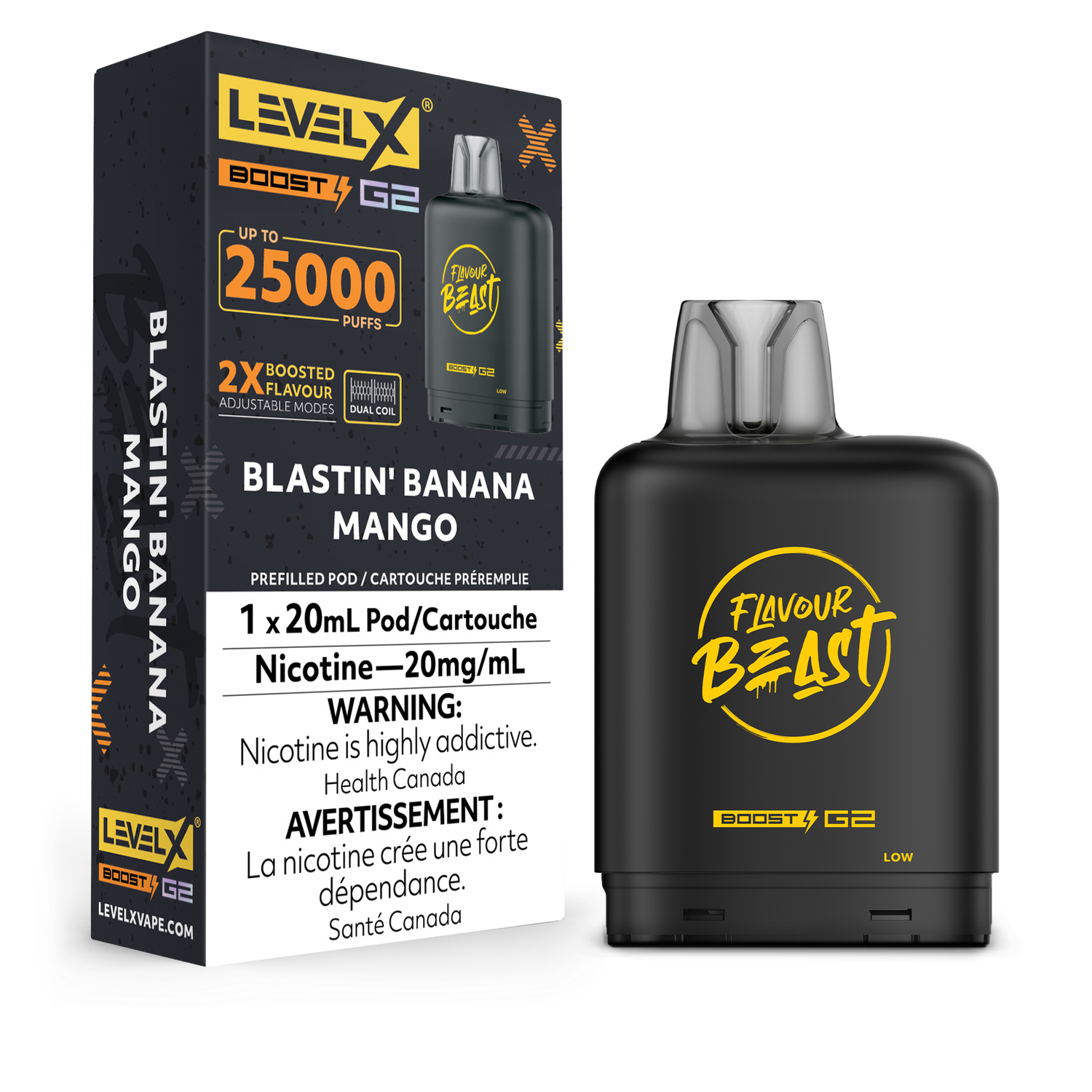 Blastin' Banana Mango Flavour Beast Level X Boost Pod, Nicotine: 20mg (Discontinued)
