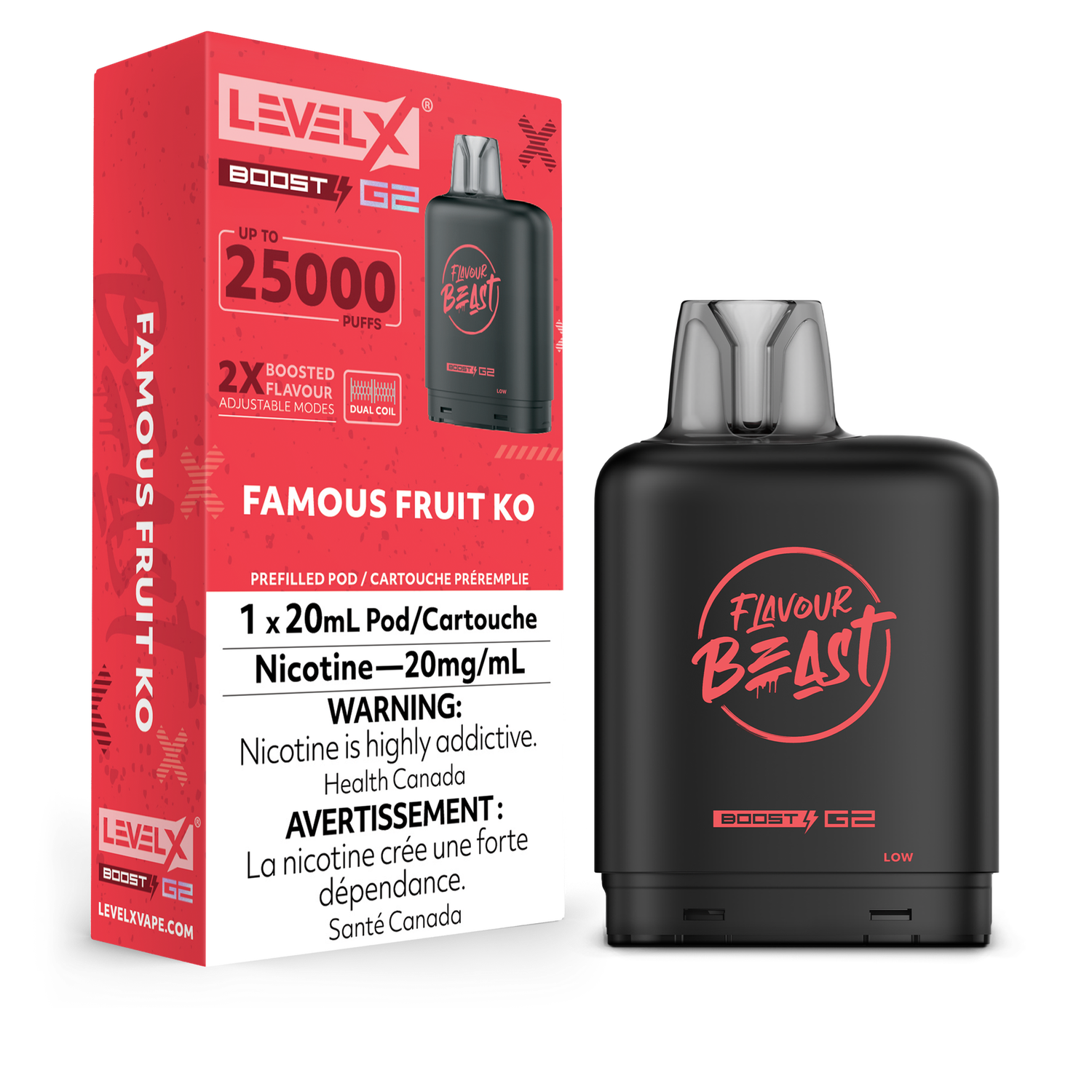 Famous Fruit KO Flavour Beast Level X Boost Pod, Nicotine: 20mg