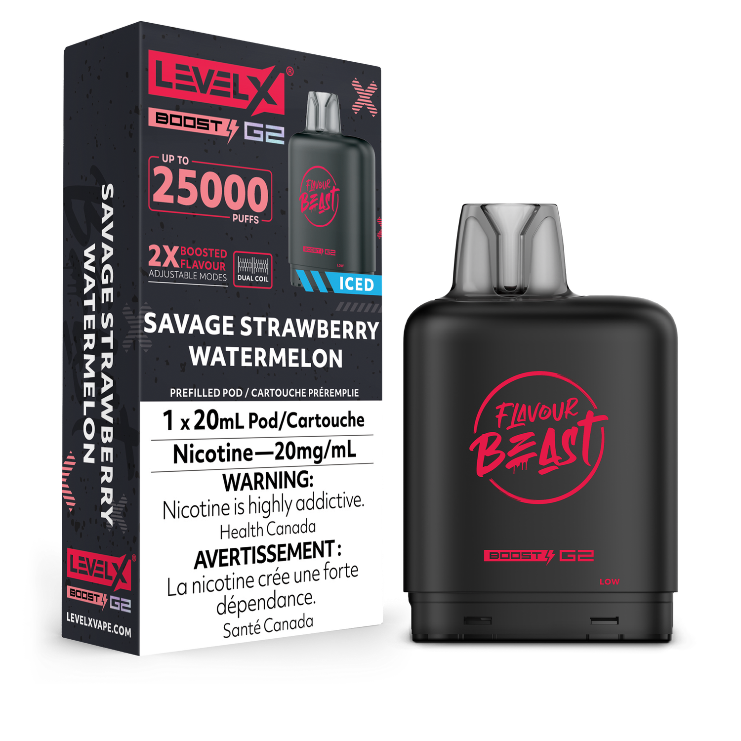 Savage Strawberry Watermelon Flavour Beast Level X Boost Pod, Nicotine: 20mg
