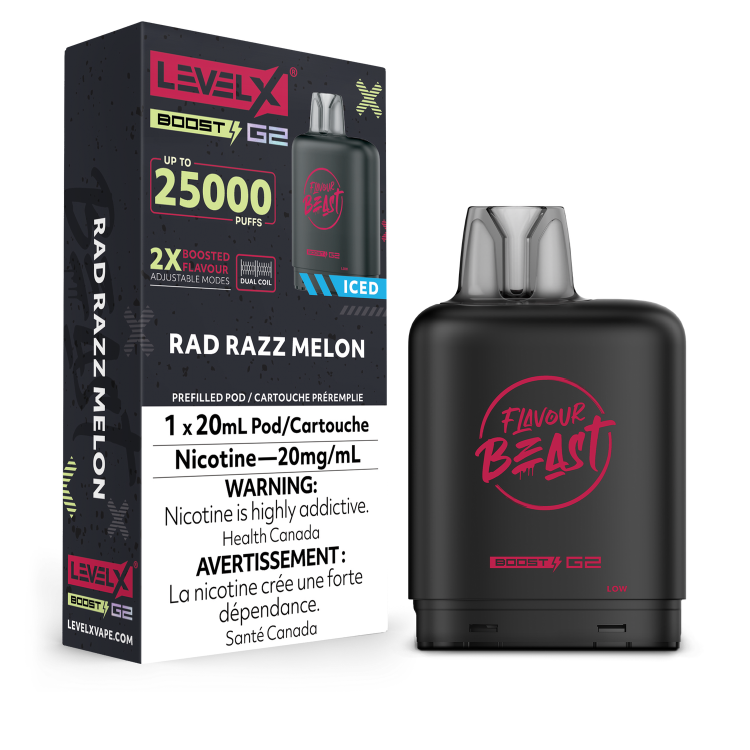 Rad Razz Melon Flavour Beast Level X Boost Pod, Nicotine: 20mg