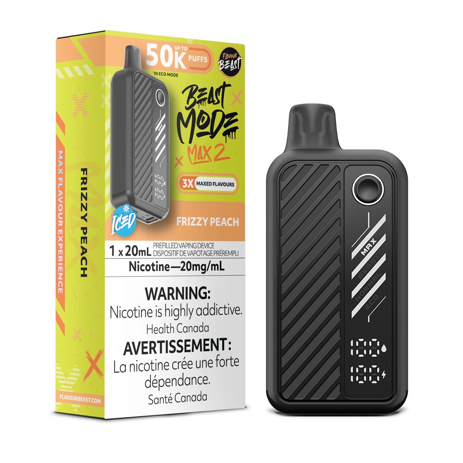Frizzy Peach - Flavour Beast Beast Mode Max 2 Disposable, Nicotine: 20mg (Discontinued)
