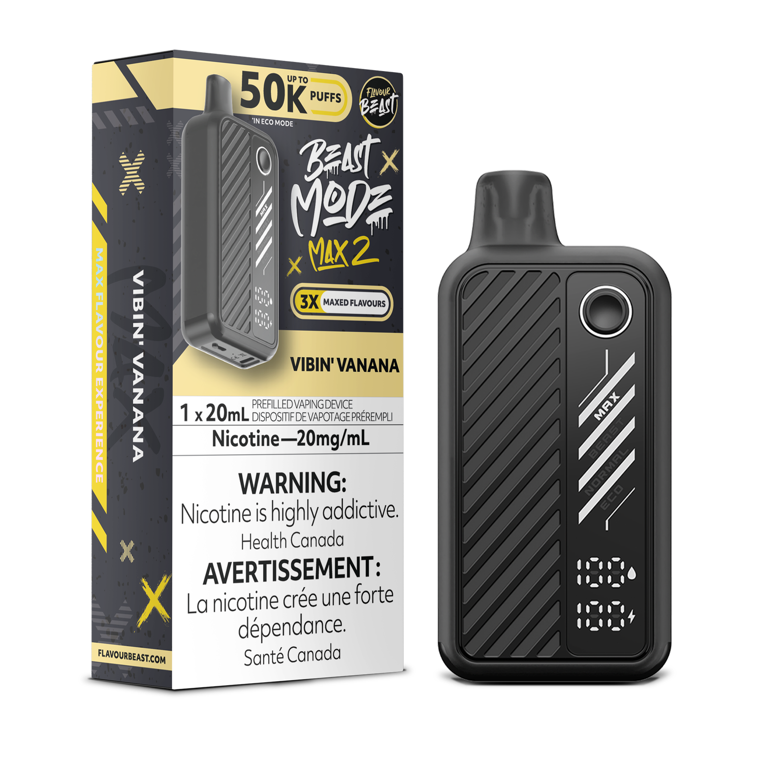 Vibin' Vanana - Flavour Beast Beast Mode Max 2 Disposable, Nicotine: 20mg (Discontinued)