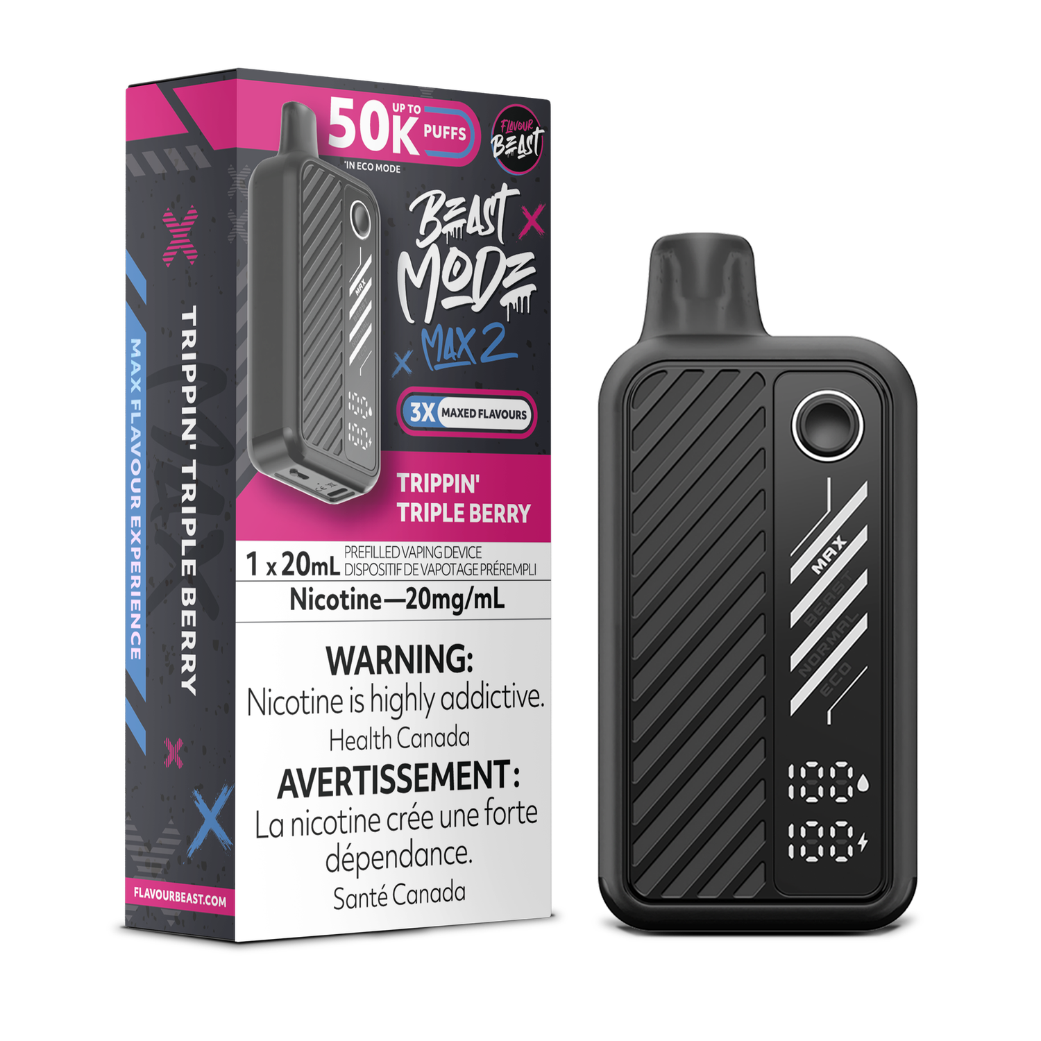 Trippin' Triple Berry - Flavour Beast Beast Mode Max 2 Disposable, Nicotine: 20mg