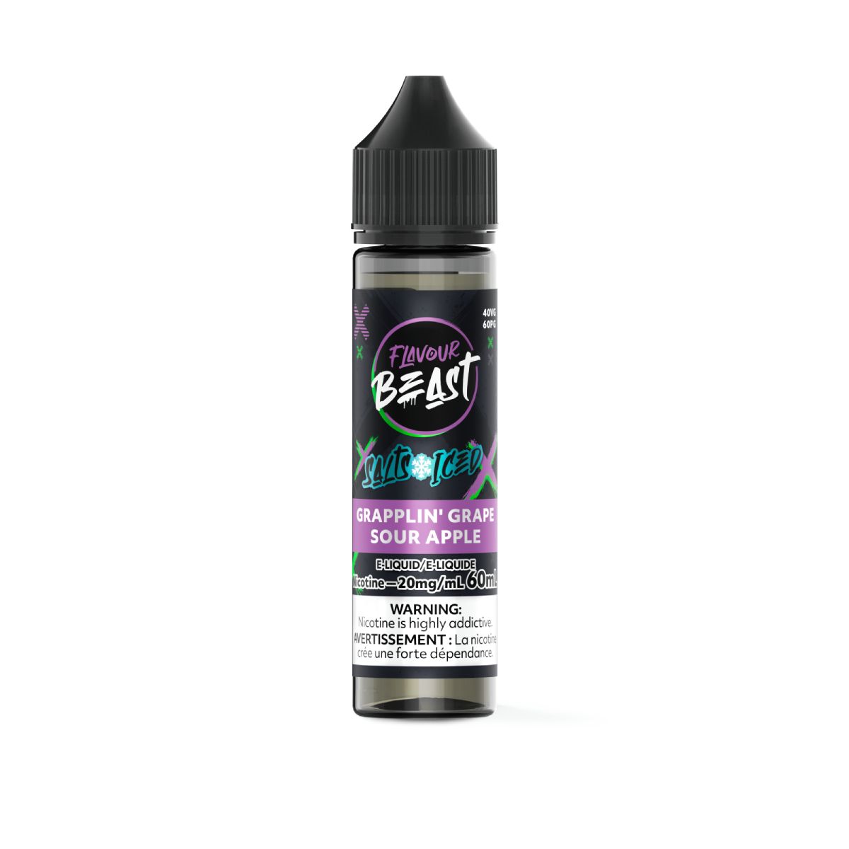 Grapplin' Grape Sour Apple Iced - Flavour Beast Salt, Nicotine: 20mg, Size: 60ml