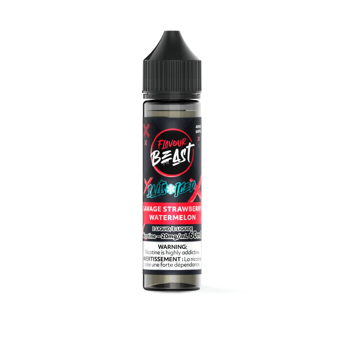 Savage Strawberry Watermelon Iced - Flavour Beast Salt, Nicotine: 20mg, Size: 60ml