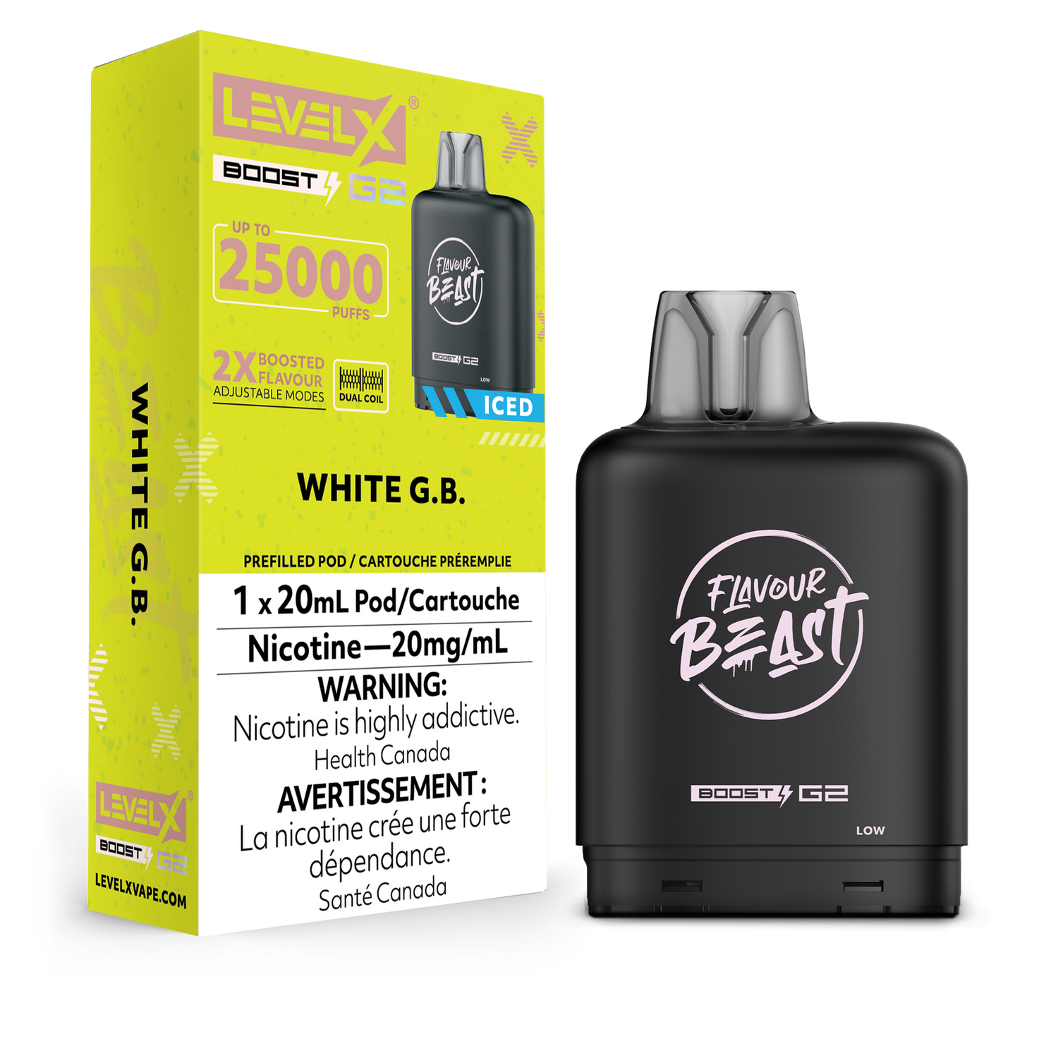 White G.B. Flavour Beast Level X Boost Pod, Nicotine: 20mg (Discontinued)