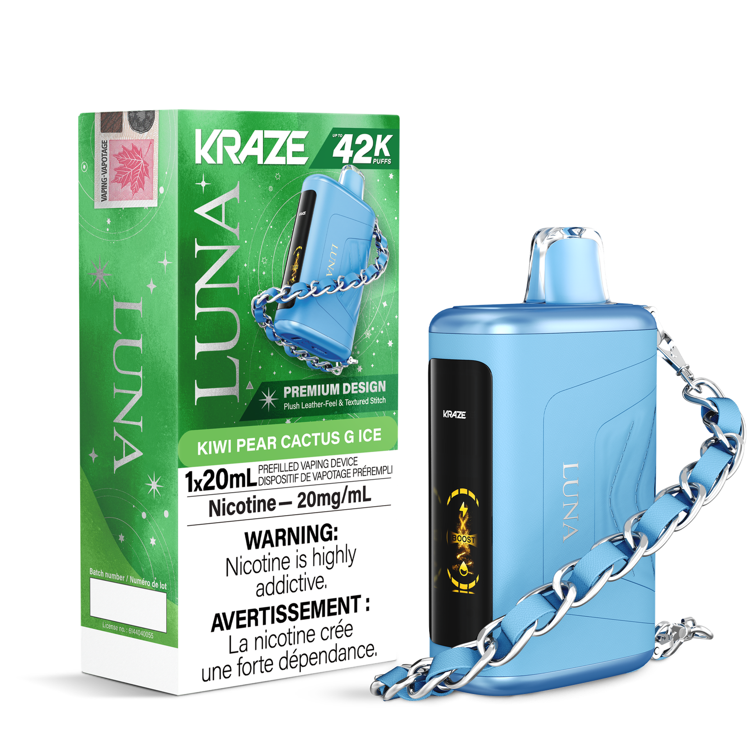 Kiwi Pear Cactus G Ice - Kraze Luna Disposable, Nicotine: 20mg
