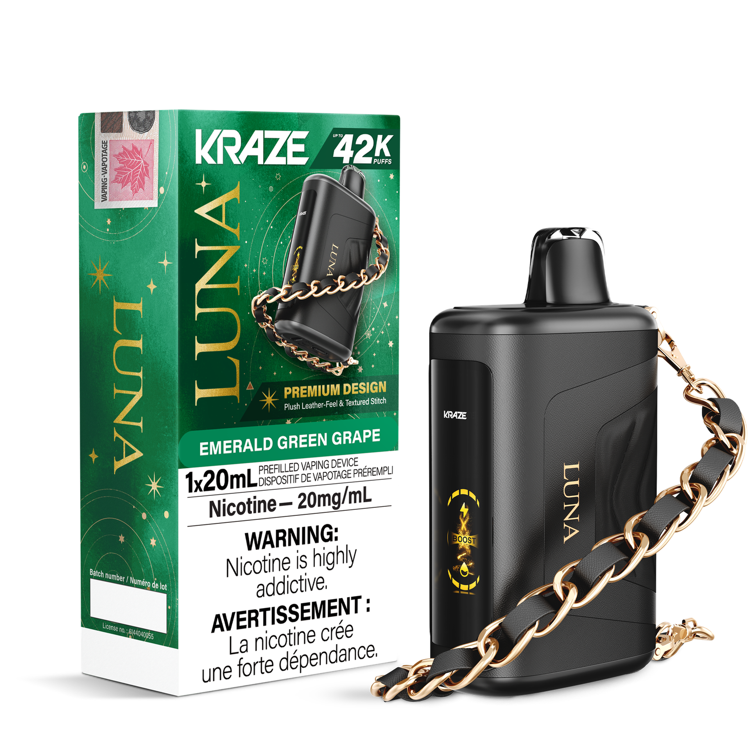 Emerald Green Grape - Kraze Luna Disposable, Nicotine: 20mg
