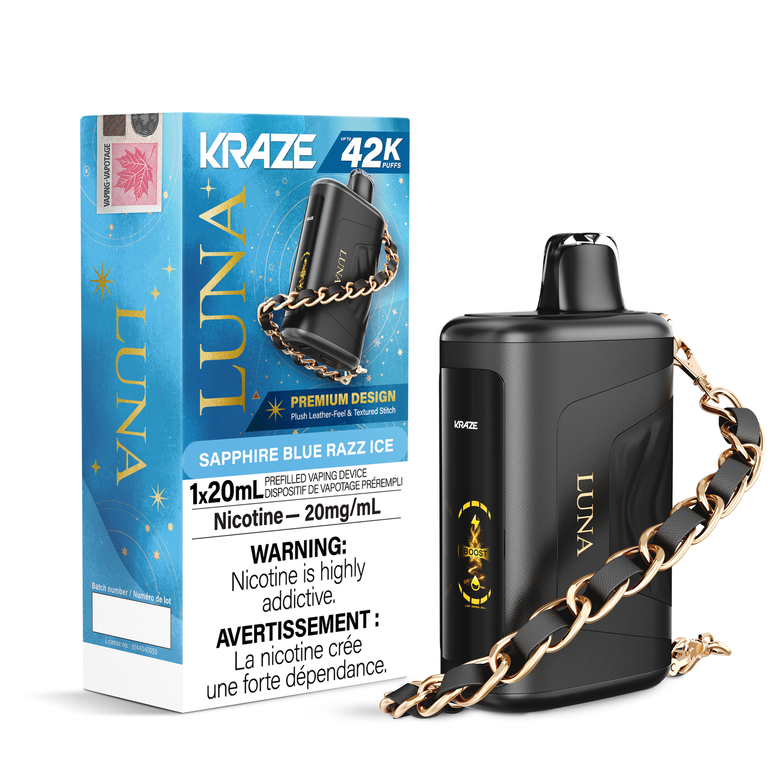 Sapphire Blue Razz Ice - Kraze Luna Disposable, Nicotine: 20mg