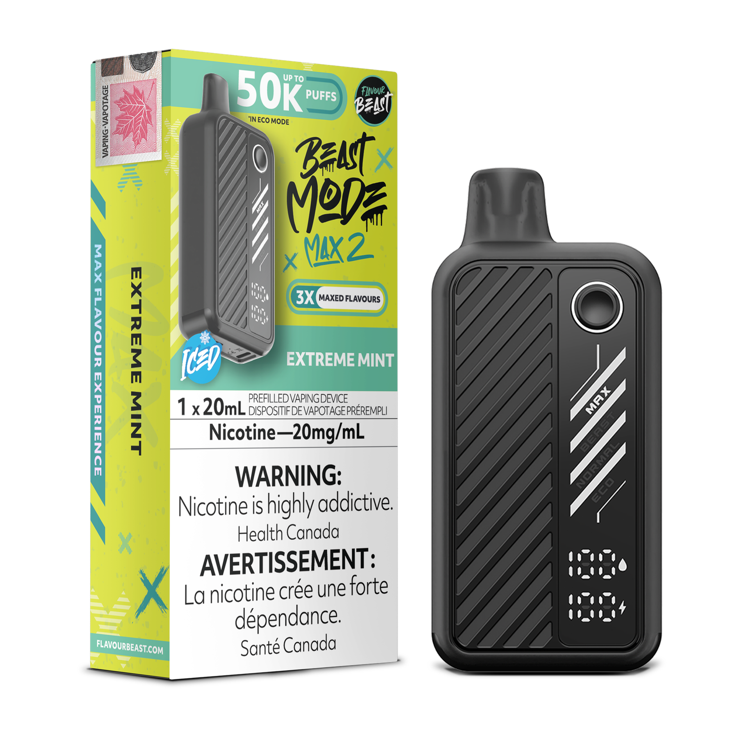 Extreme Mint Iced - Flavour Beast Beast Mode Max 2 Disposable, Nicotine: 20mg