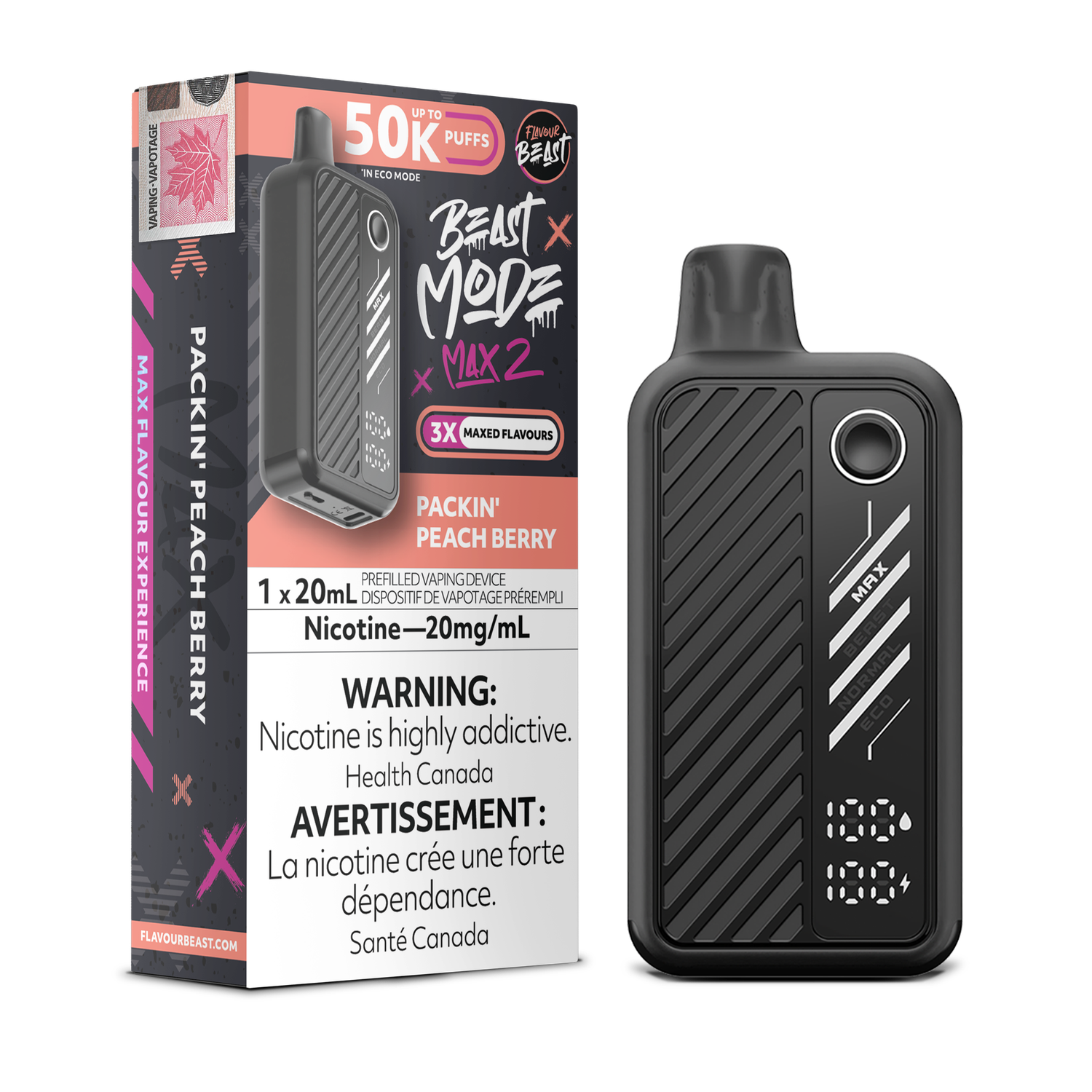 Packin' Peach Berry - Flavour Beast Beast Mode Max 2 Disposable, Nicotine: 20mg