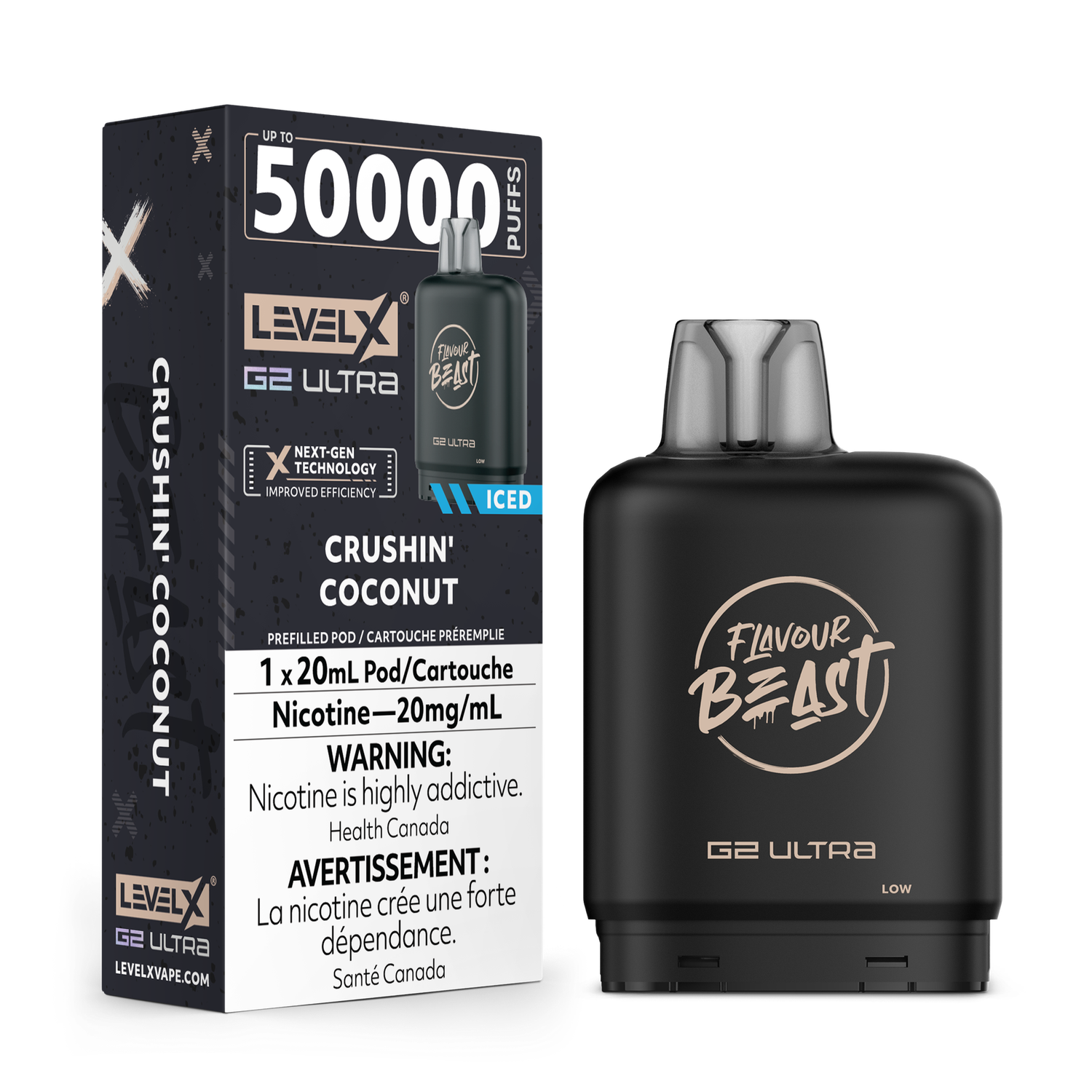 Crushin' Coconut Flavour Beast Level X G2 Ultra Pod, Nicotine: 20mg
