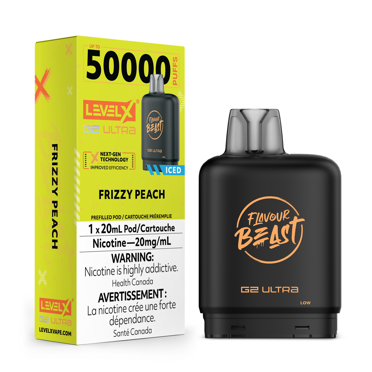Frizzy Peach Flavour Beast Level X G2 Ultra Pod, Nicotine: 20mg