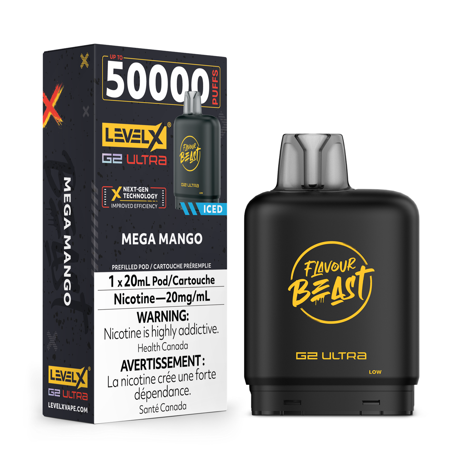 Mega Mango Flavour Beast Level X G2 Ultra Pod, Nicotine: 20mg (Discontinued)