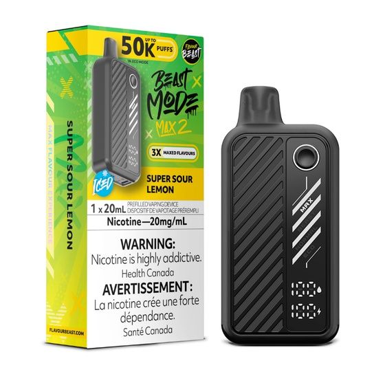 Super Sour Lemon Iced - Flavour Beast Beast Mode Max 2 Disposable, Nicotine: 20mg