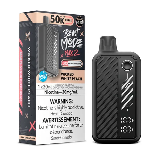 Wicked White Peach - Flavour Beast Beast Mode Max 2 Disposable, Nicotine: 20mg (Discontinued)