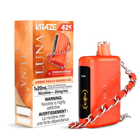 Amber Peach Mango Ice - Kraze Luna Disposable, Nicotine: 20mg