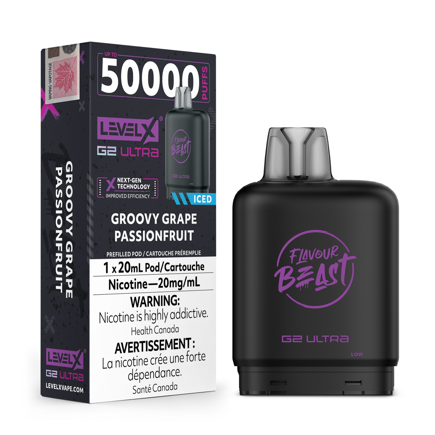 Groovy Grape Passionfruit Flavour Beast Level X G2 Ultra Pod, Nicotine: 20mg