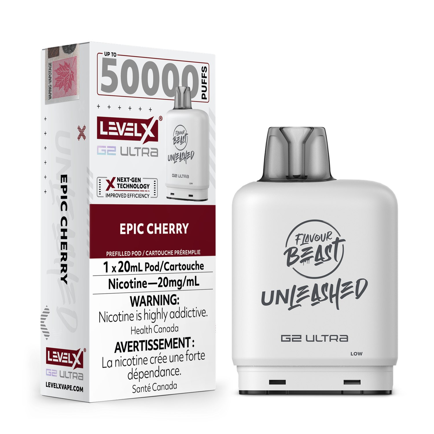 Epic Cherry Flavour Beast Unleashed Level X G2 Ultra Pod, Nicotine: 20mg