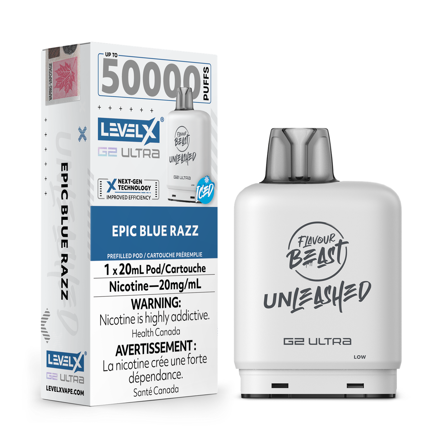 Epic Blue Razz Flavour Beast Unleashed Level X G2 Ultra Pod, Nicotine: 20mg