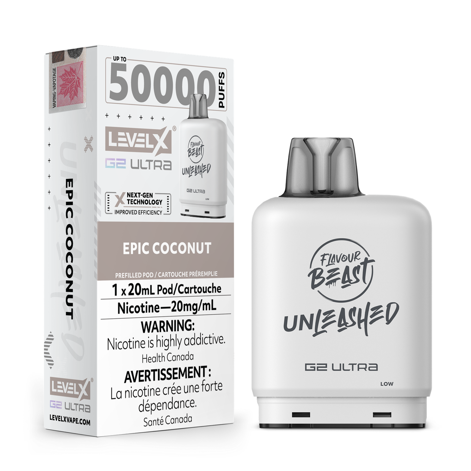 Epic Coconut Flavour Beast Unleashed Level X G2 Ultra Pod, Nicotine: 20mg
